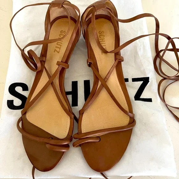 SCHUTZ Shoes Schutz Beige Tie Up Sandals Size Poshmark